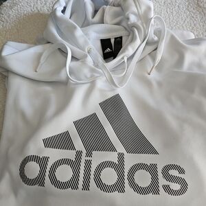 adidas White Hoodie with Black Logo